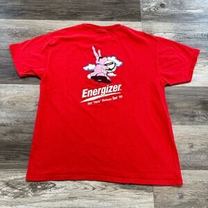 Vintage 90's Hanes Red Mens XL Energizer Bunny Batteries T-shirt Graphic 1999